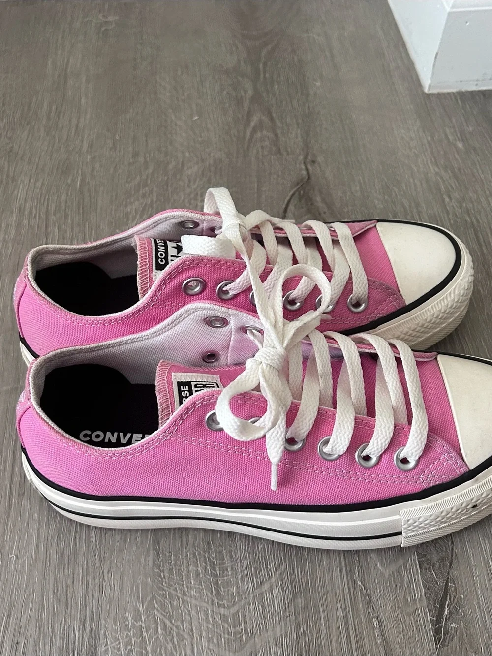 Converse Pink Low-Top Platform Canvas Sneakers